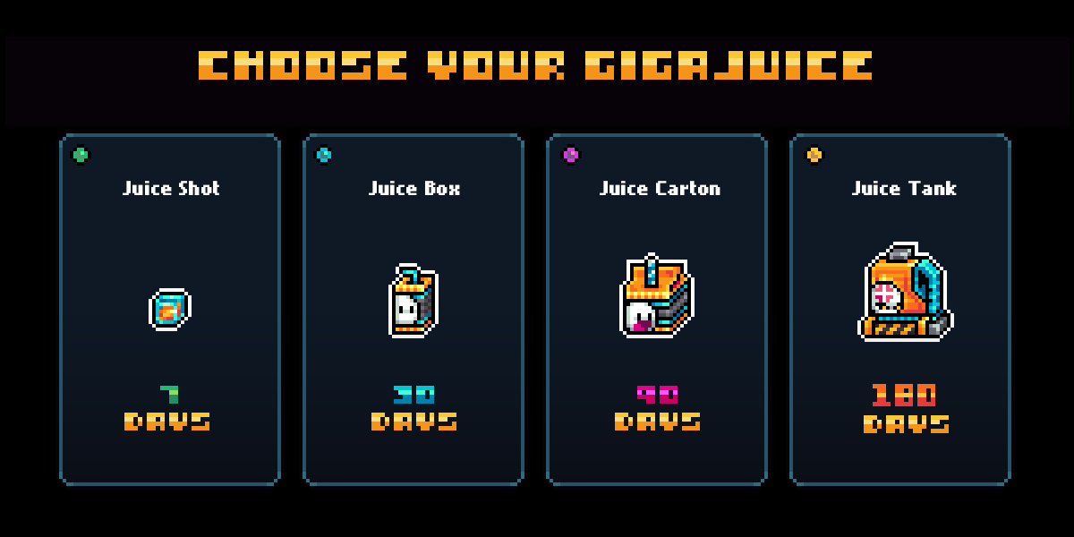 持续时间越长的 Juice 每月成本越低，更划算。